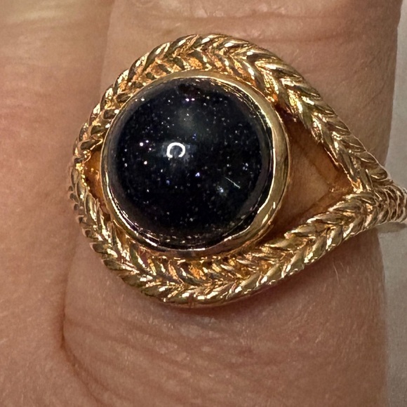 Black Sunstone & Rose gold vermeil over sterling silver ring. Size 9. - Picture 4 of 10